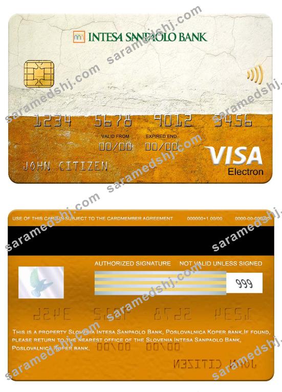 Slovenia Intesa Sanpaolo Bank, Poslovalnica Koper bank visa elecron card